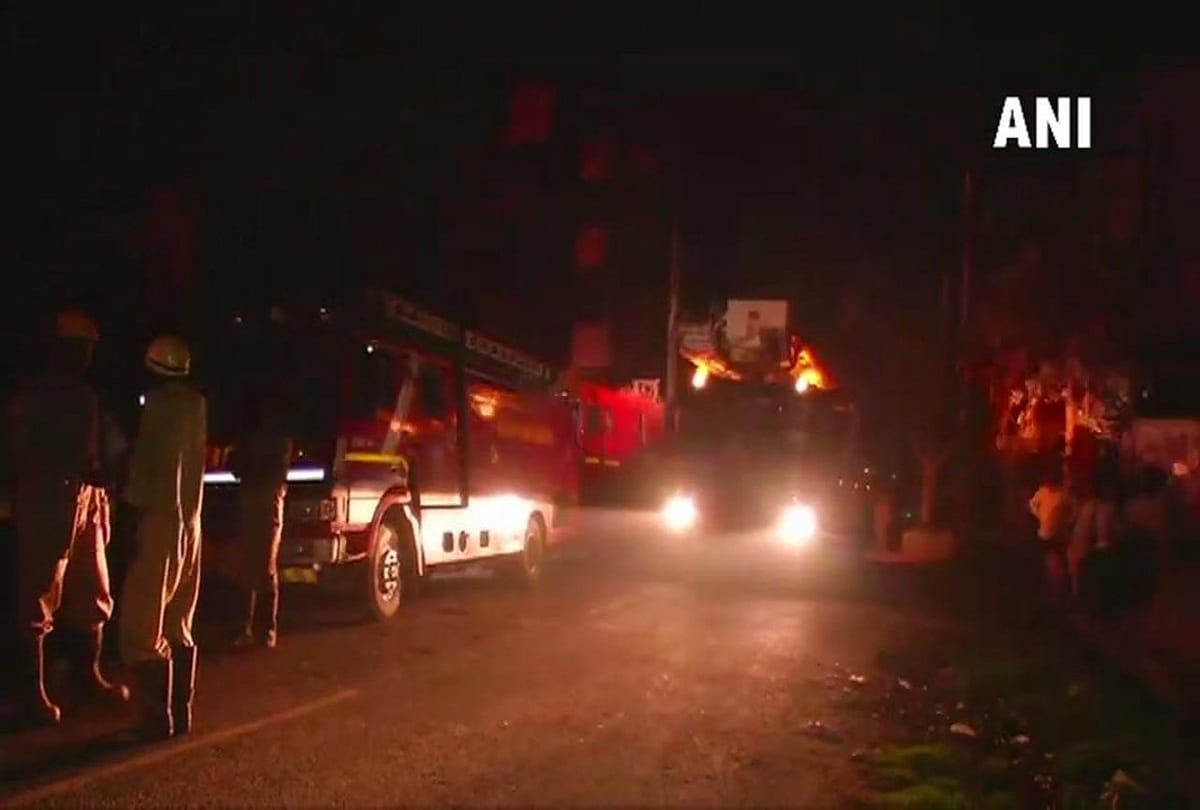 Fire breaks out at a plastic factory in Narela Industrial Area, Delhi