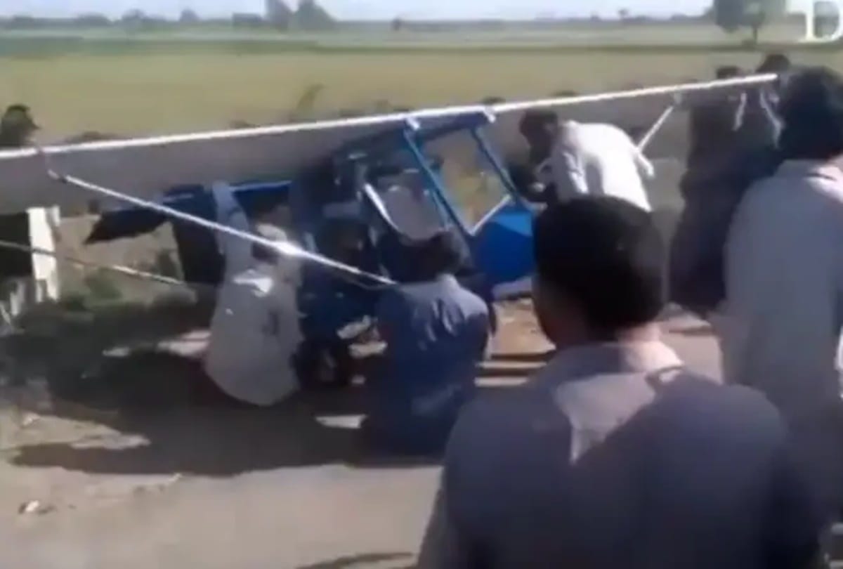 Pakistani Man builds homemade plane then uses road as runway to take off