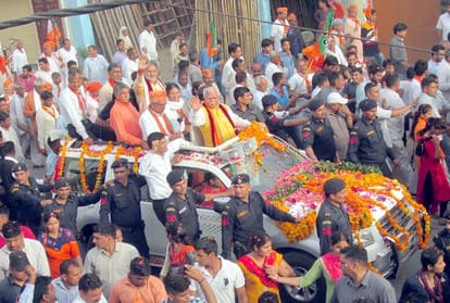 Lok sabha election 2019, Haryana CM Manohar Lal roadshow in Narnaul