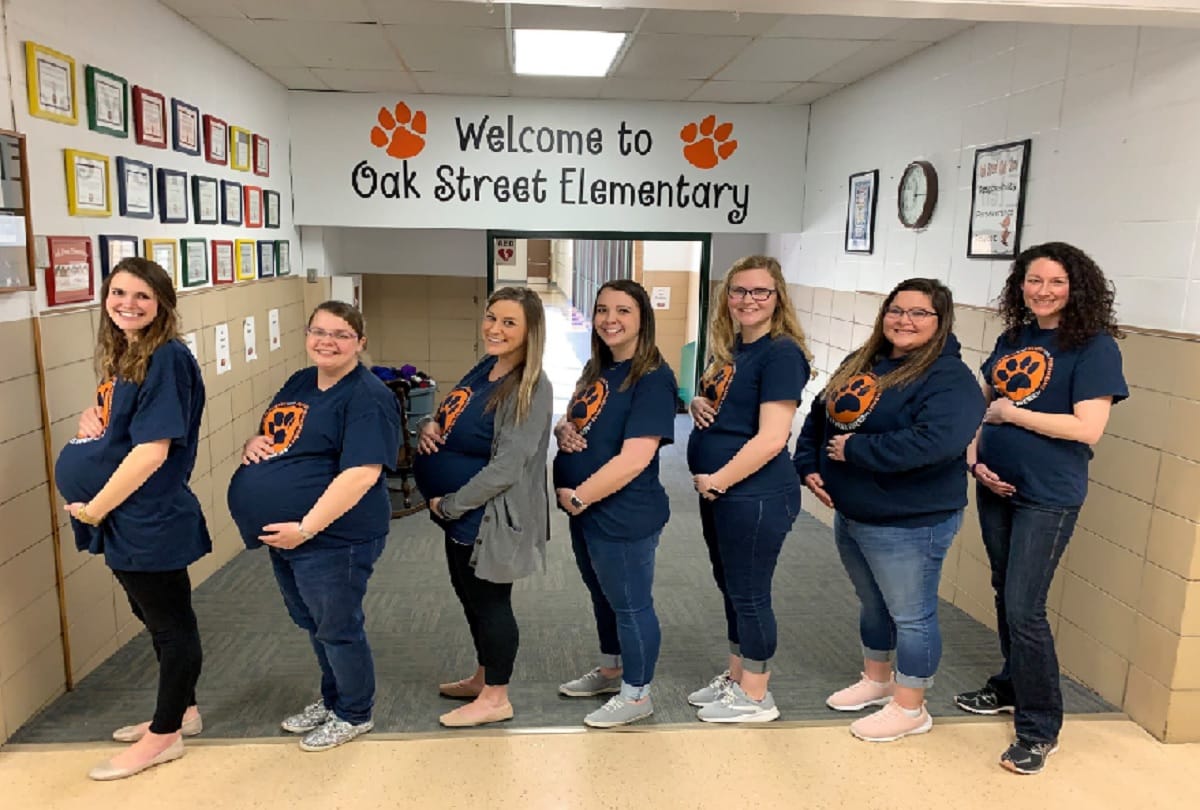 Seven teachers at a Kansas elementary school are pregnant at the same time