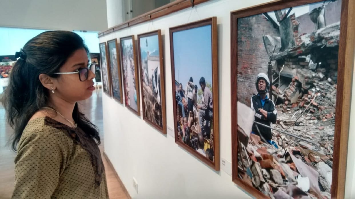 anshu gupta goonj ngo photo exhibition in lalit kala academy disasters - myths and realities