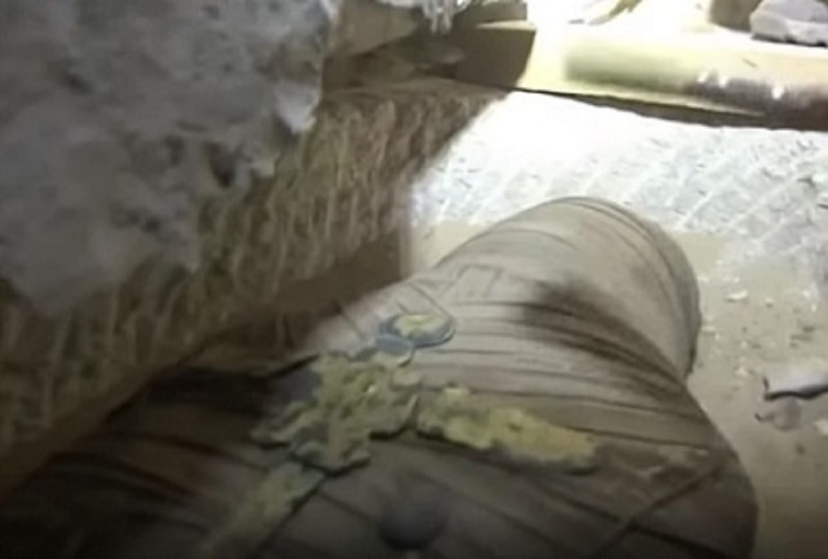 thousands of years old Egyptian sarcophagus mummy in gold found in opened on live Discovery channel