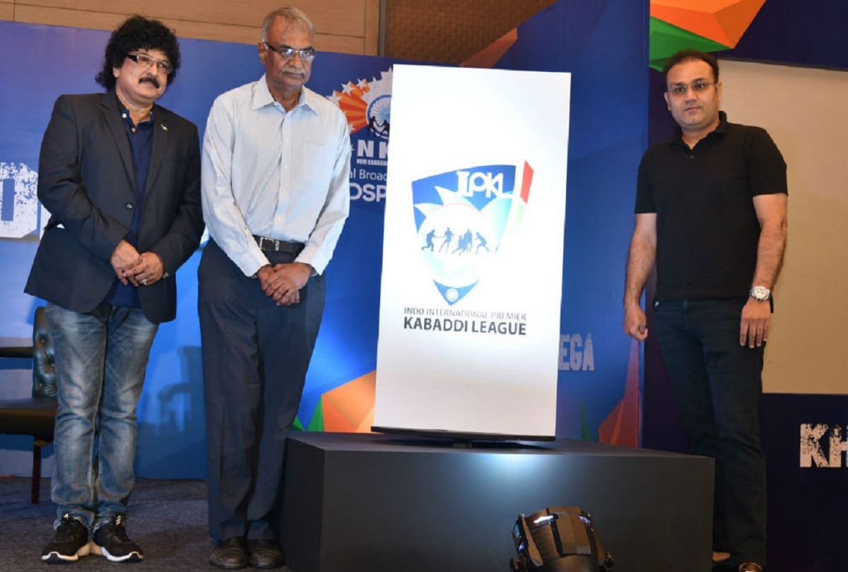 Former Indian Cricketer Virender Sehwag unveils Indo International Premier Kabaddi League Logo