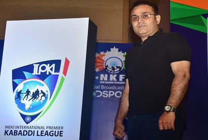Former Indian Cricketer Virender Sehwag unveils Indo International Premier Kabaddi League Logo