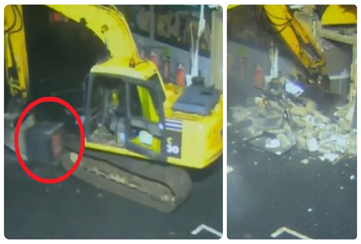 Thieves used Stolen crane to rip ATM from shop wall in Northern Ireland police releases video