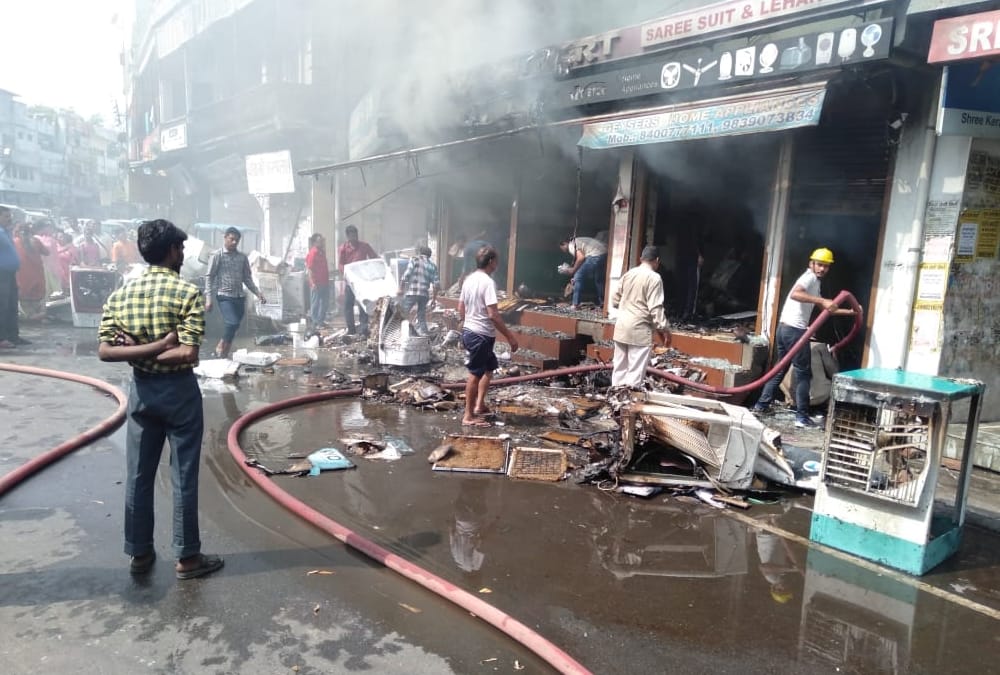 fire in a shop on latoosh road in lucknow.