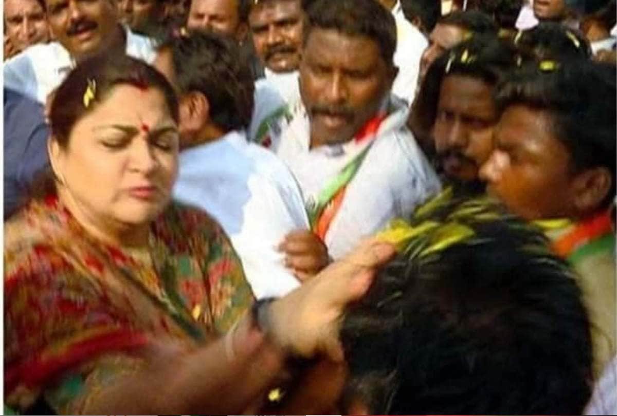 Lok Sabha Elections result 2019 Actress And Congress Leader Khushbu Sundar Slap A Man In Campaign