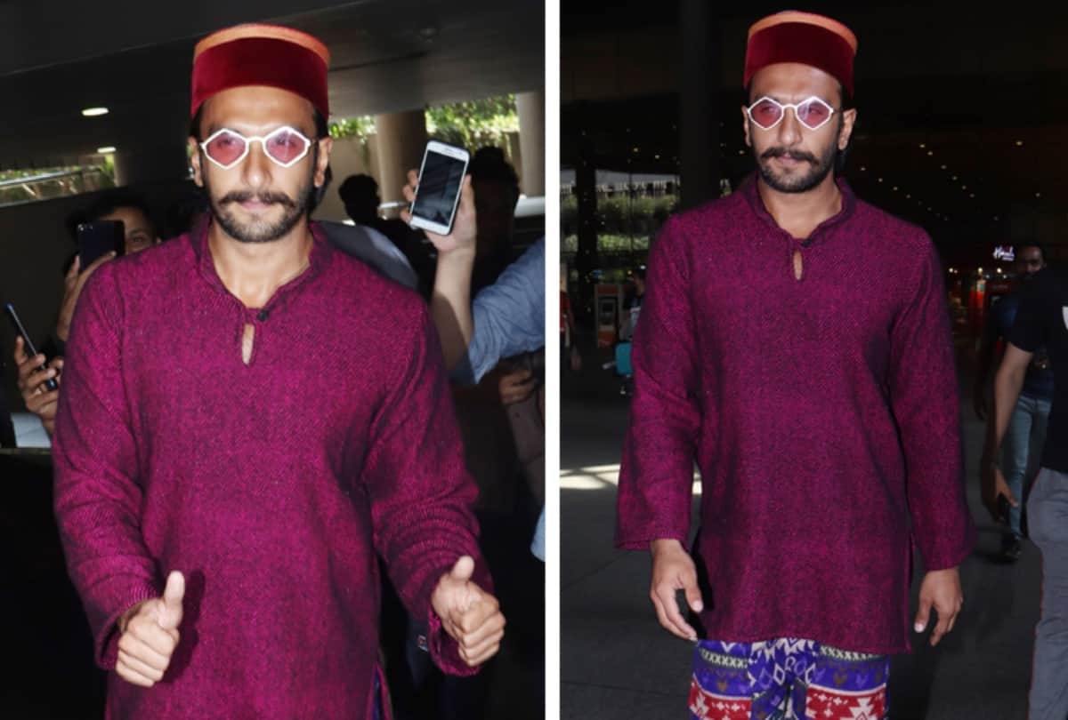 Ranveer Singh spotted at the Mumbai airport in a colourful avatar