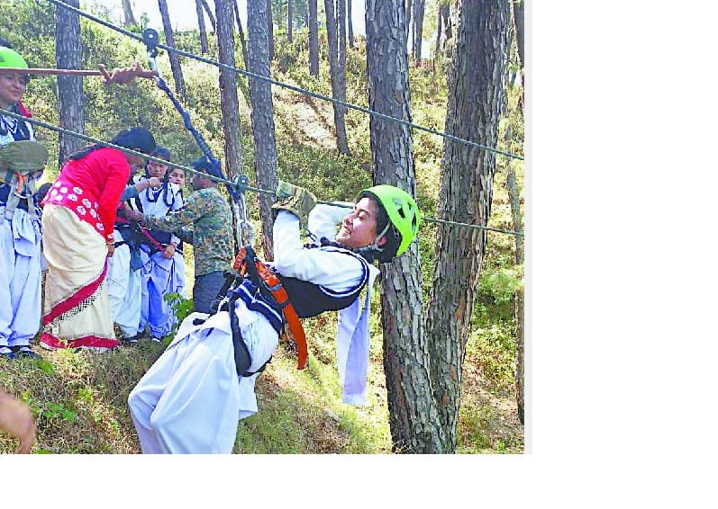 Trained girl students for river crossing