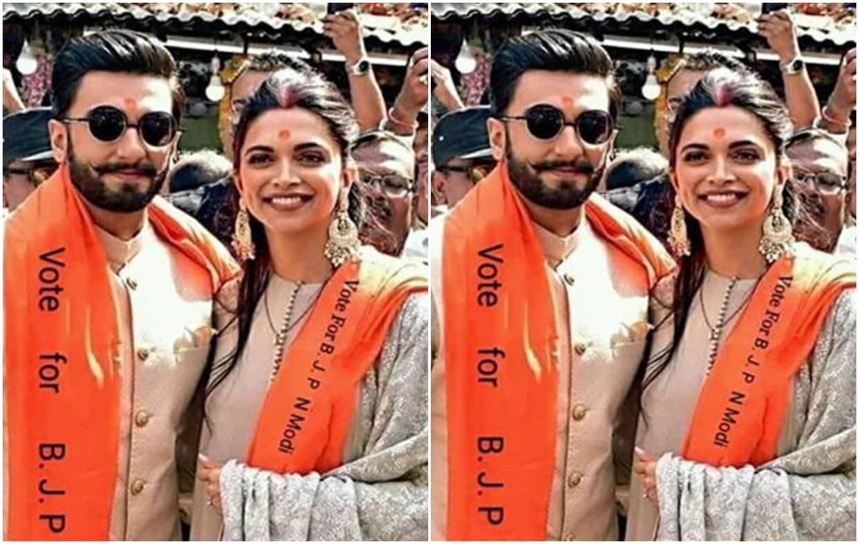 lok sabha election 2019 ranveer singh and deepika padukone viral photo of bjp campaigning