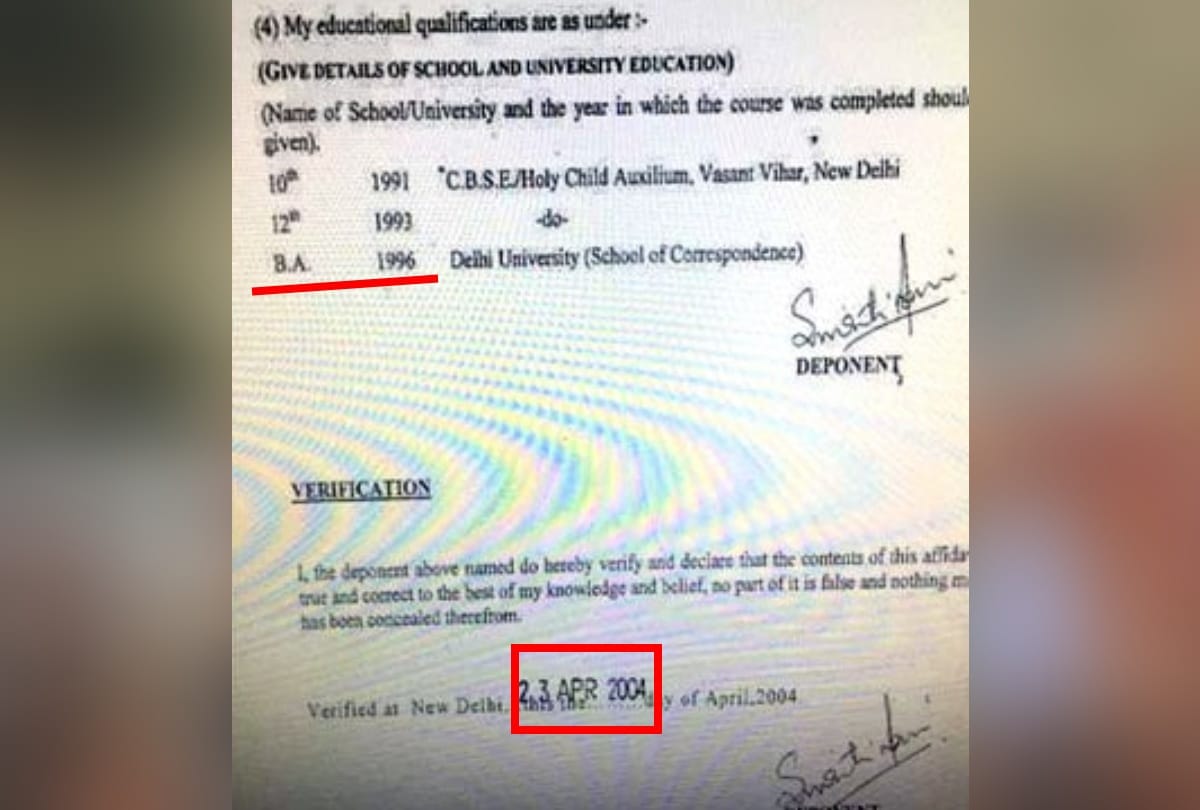 lok sabha elections 2019 Big revealing about graduation of Smriti Irani from nomination paper