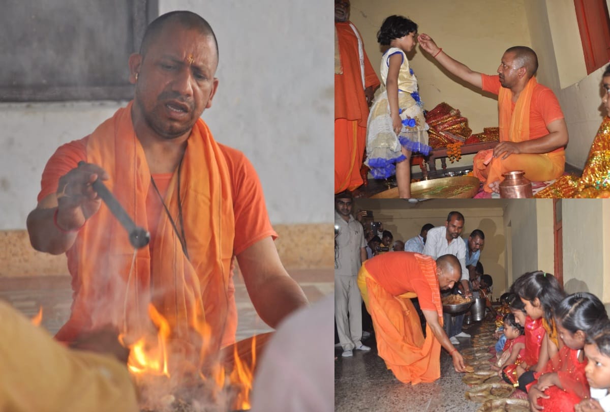 ramnavami 2019 yogi adityanath do ramnavami puja and kanya pujan