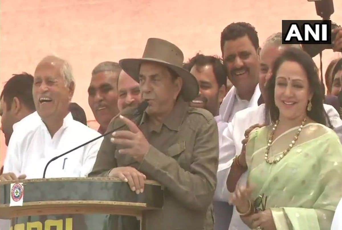 Actor Dharmendra campaigns for Hema Malini in mathura parliamentary constituency