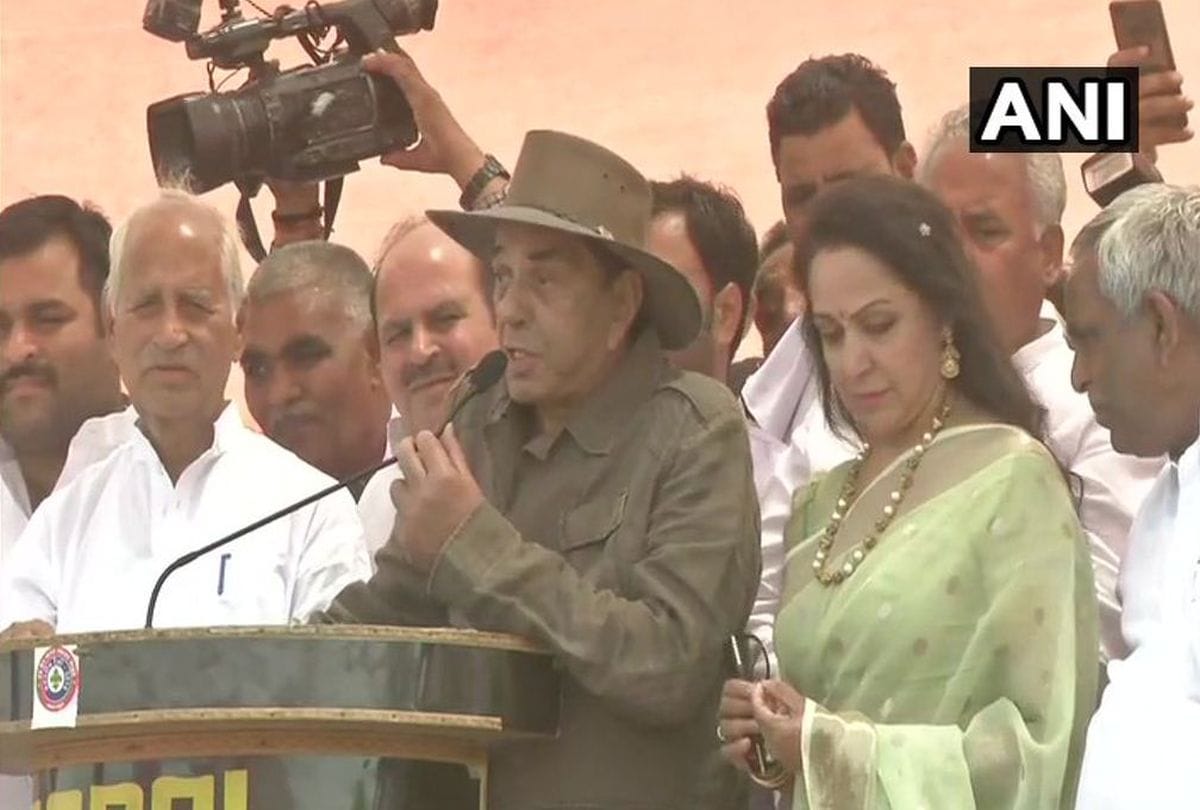 Actor Dharmendra campaigns for Hema Malini in mathura parliamentary constituency
