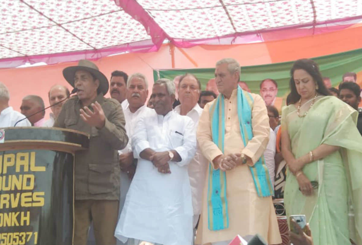 Actor Dharmendra campaigns for Hema Malini in mathura parliamentary constituency