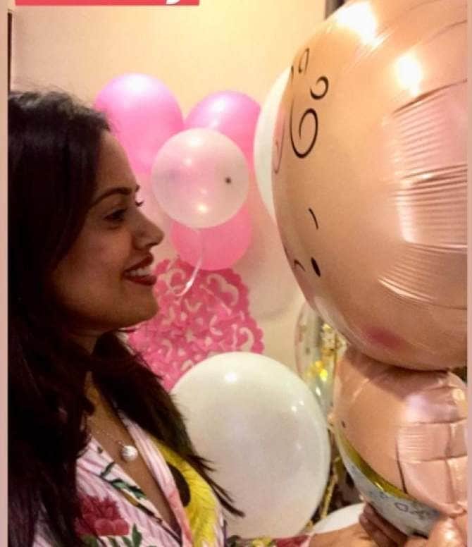 sameera reddy enjoying her baby shower party with son hans varde