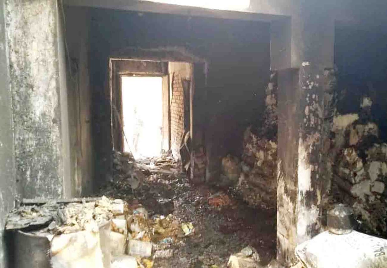 BJP District General Secretary's godown caught fire in chitrakoot