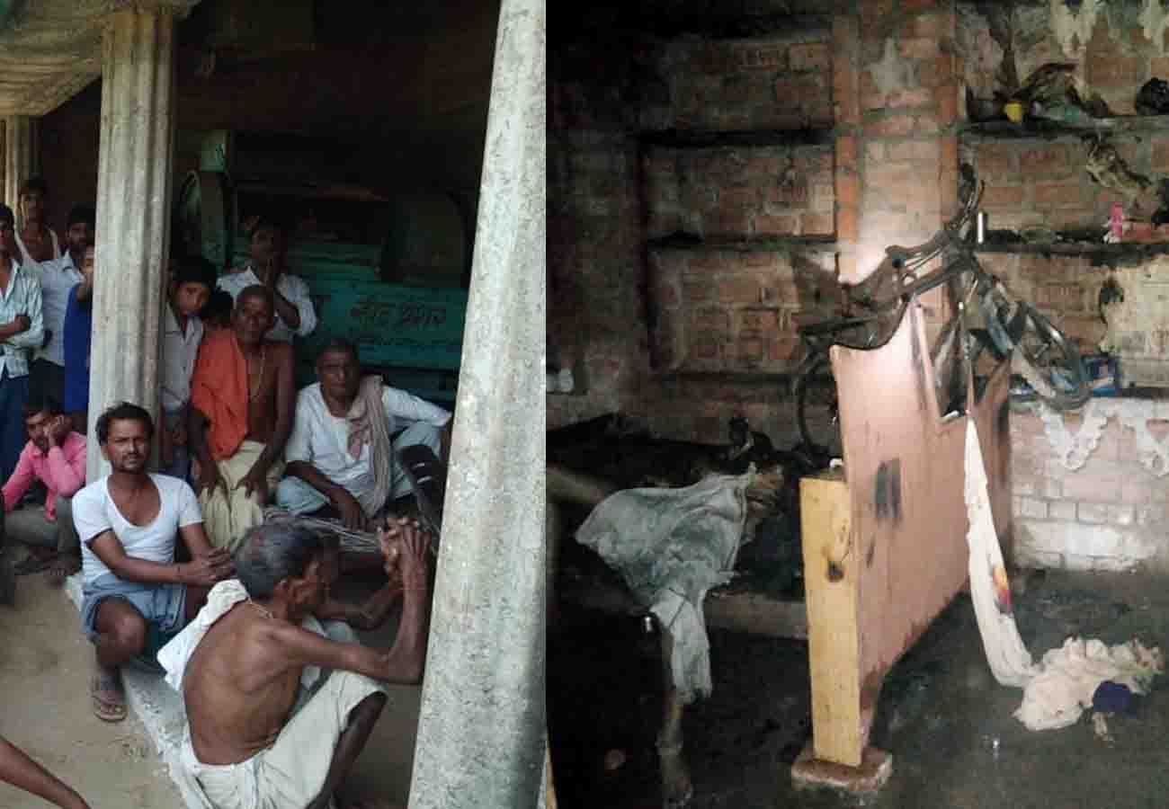 woman set fire with 18 month child in hardoi