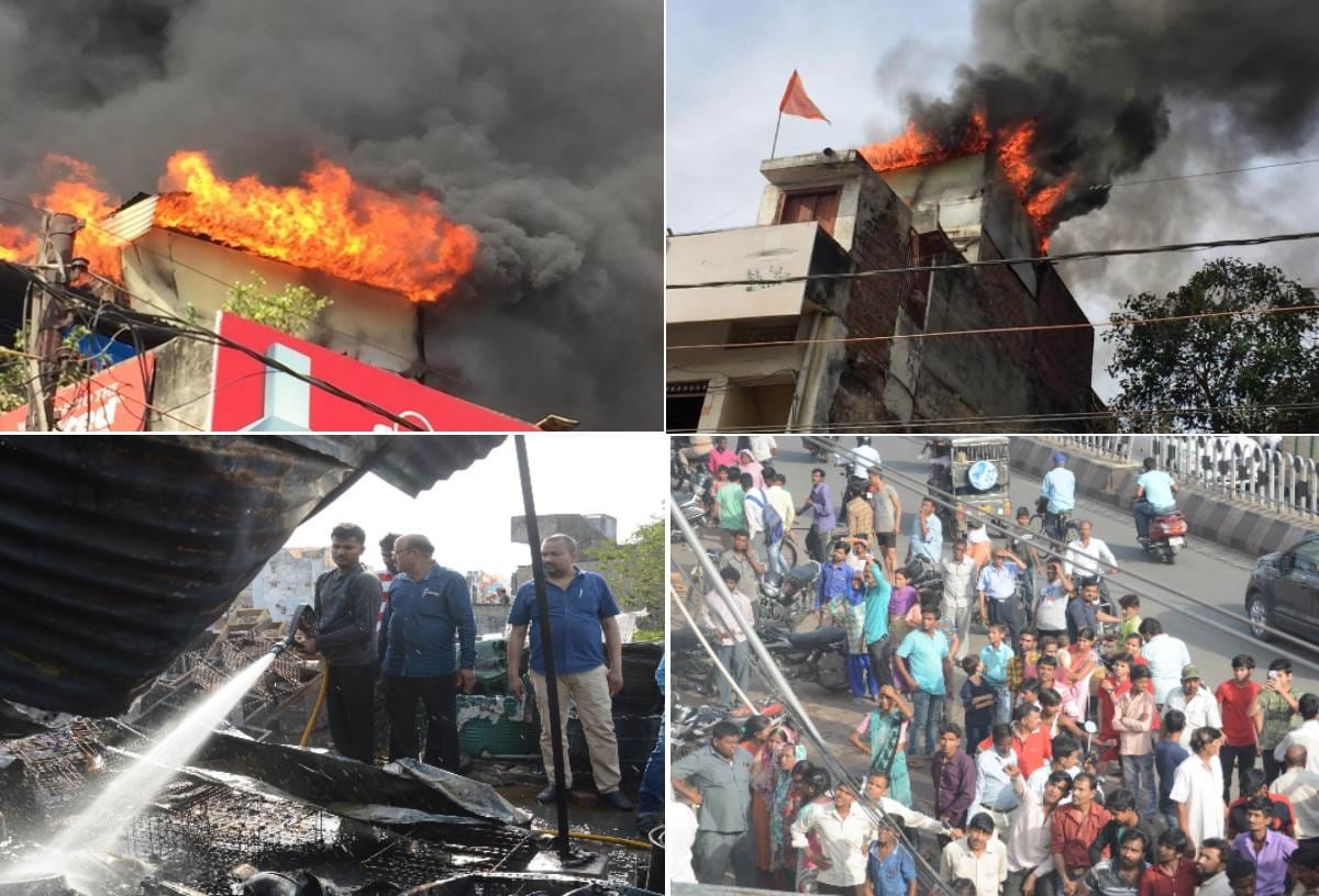 fire in warehouse of home appliances  in lucknow