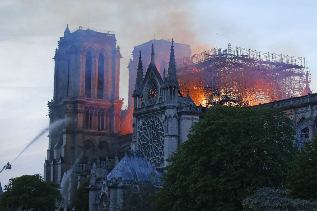 Fire under way at Notre-Dame cathedral in Paris, says fire service
