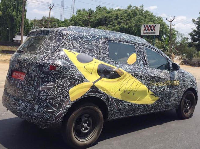 Maruti suzuki ertiga MPV rival Renault Triber MPV pictures leaked during testing in india