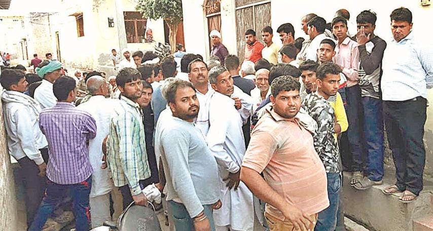 After the death of the woman, the crowd in Vishundas village.
