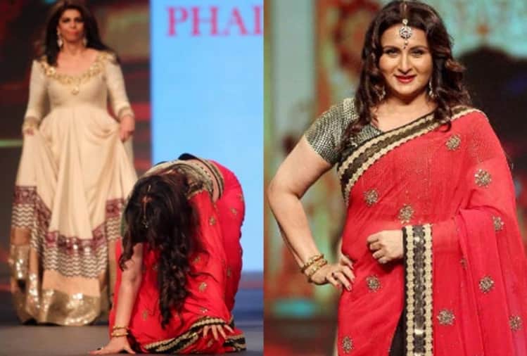 poonam dhillon and these actress fall in ramp walk
