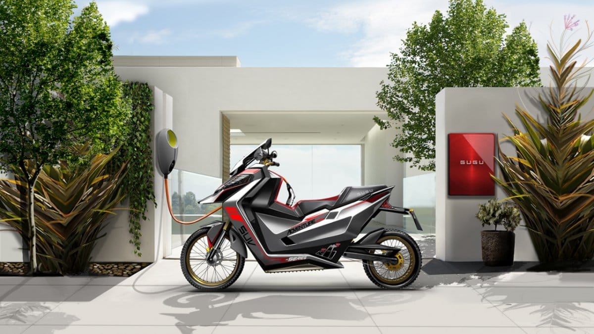 electric bike gugu r-suv motorcycle revealed in india, range upto 300 km in single charge