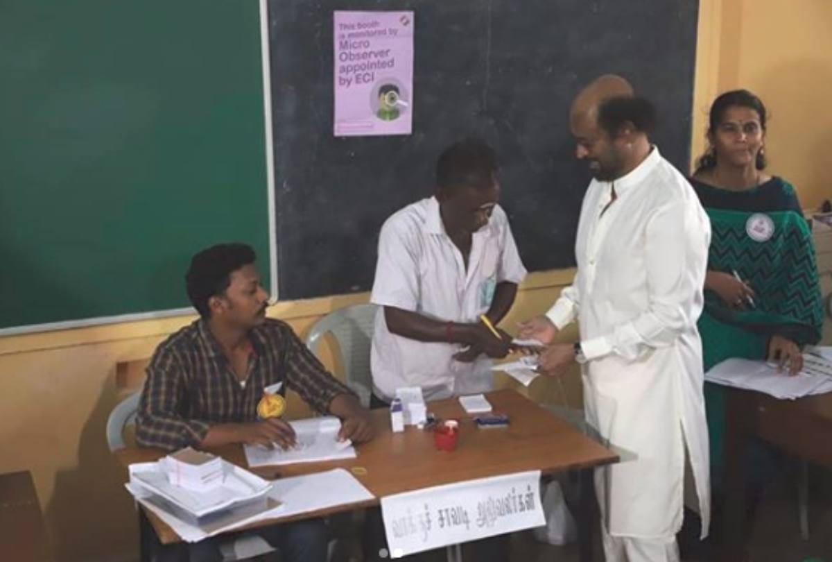 loksabha election 2019 second phase rajinikanth ajith to kamal haasan cast their vote
