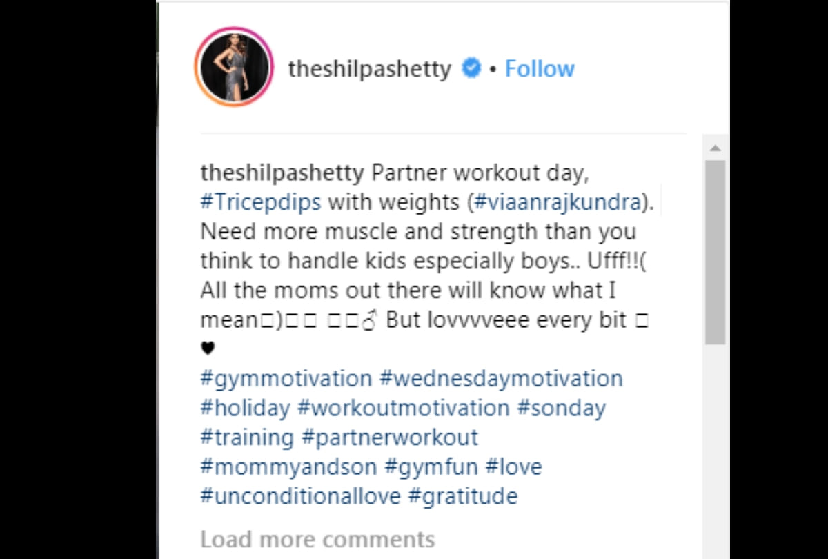 shilpa shetty post a video with her son vian workout