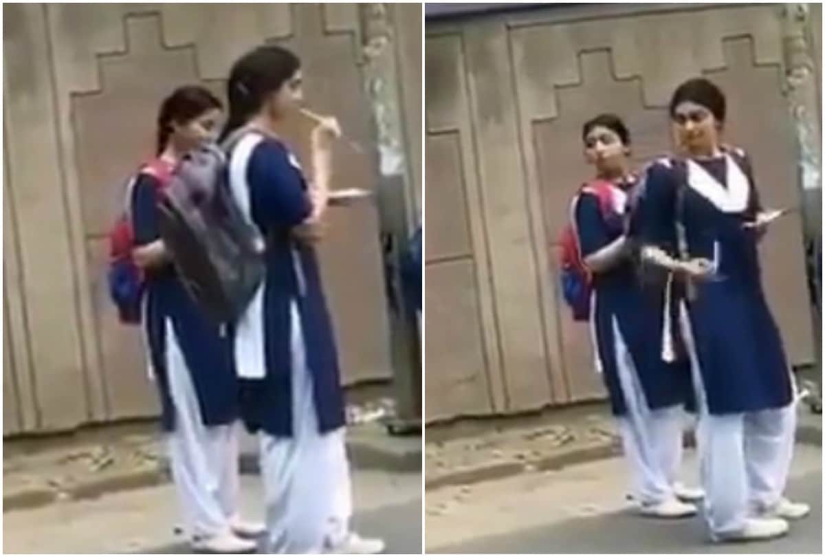 Deepika Padukone having street food in Delhi wearing school dress