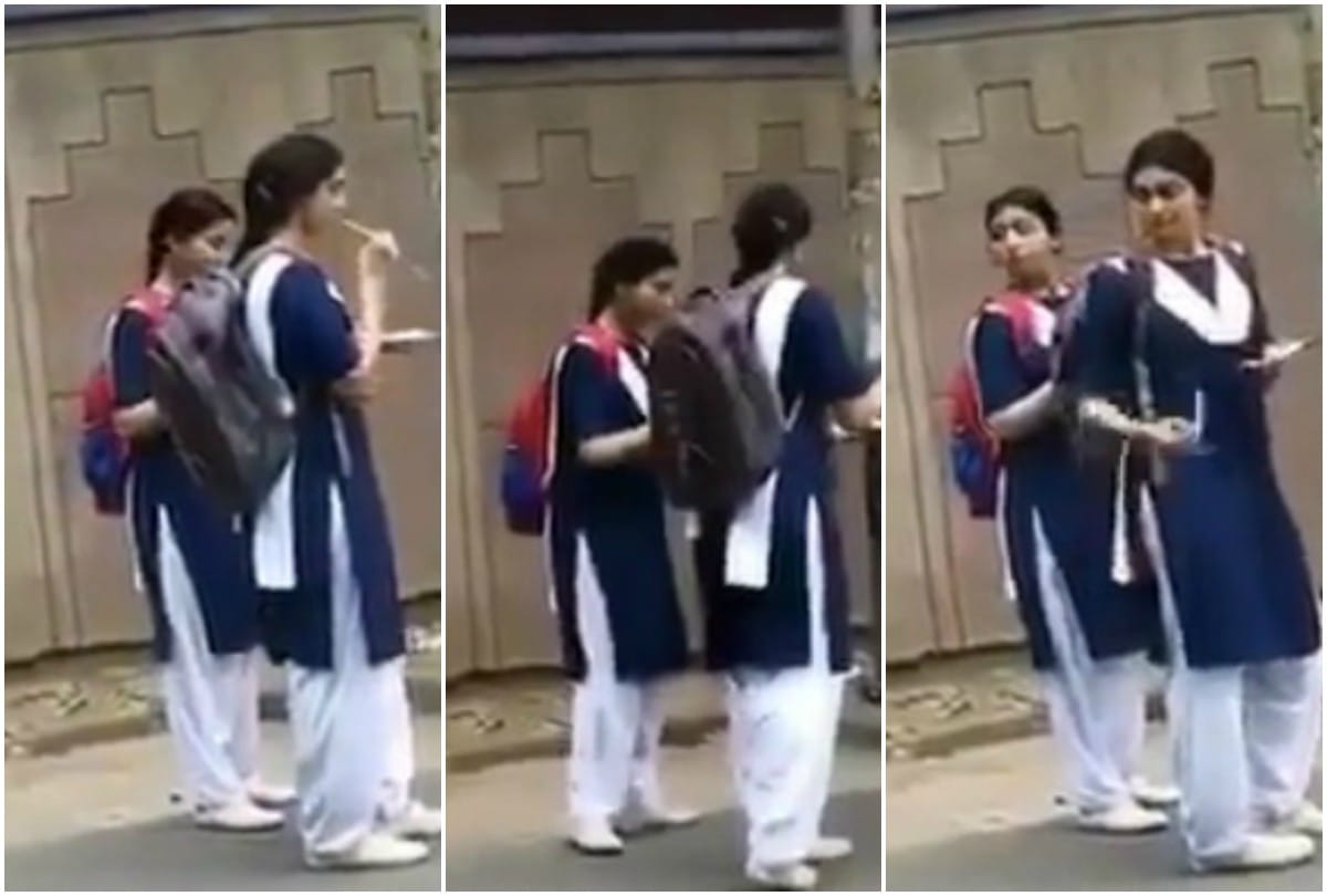 Deepika Padukone having street food in Delhi wearing school dress
