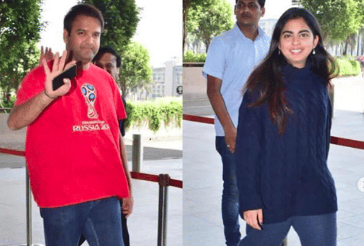 isha ambani and anand piramal spot at airport