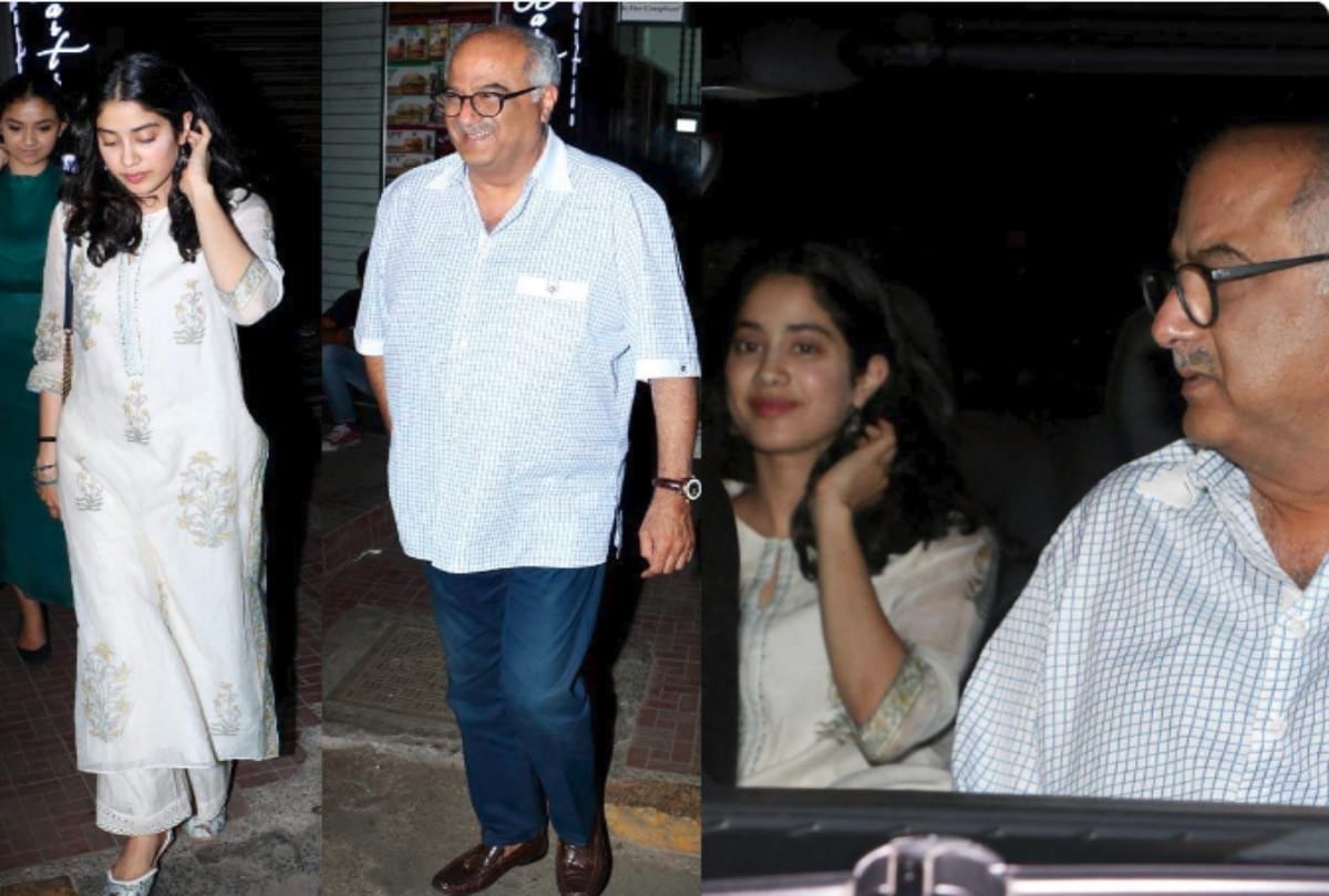 Janhvi Kapoor looks beautiful as she steps out for dinner outing with father Boney Kapoor