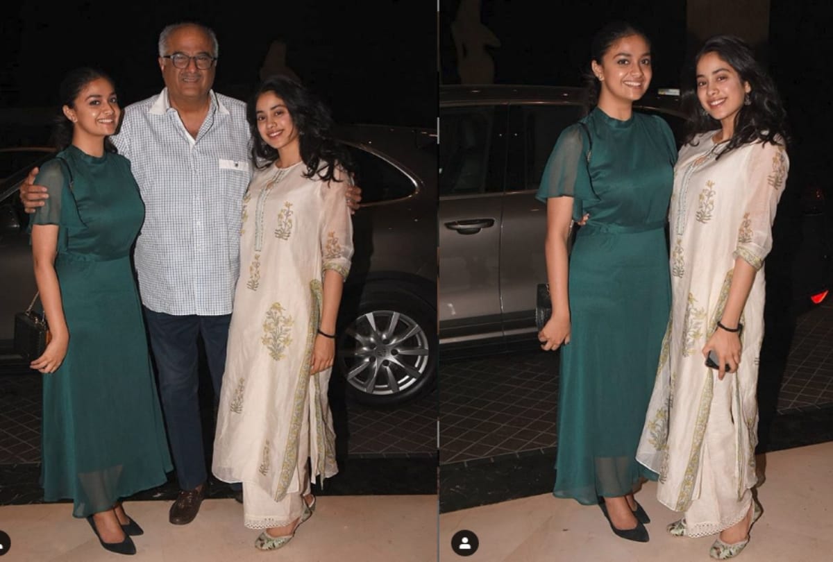Janhvi Kapoor looks beautiful as she steps out for dinner outing with father Boney Kapoor