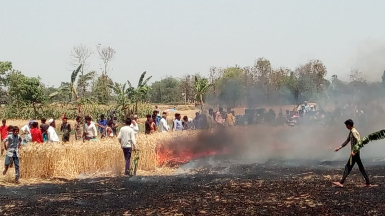आग ने मचाई तबाही, 100 एकड़ से अधिक फसल राख
