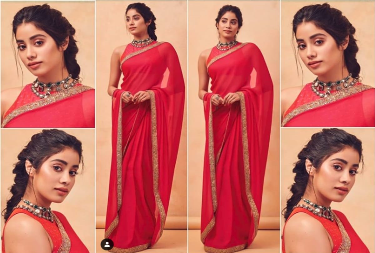 Janhvi Kapoor looks stunning in pink sari at Dadasaheb Phalke Awards