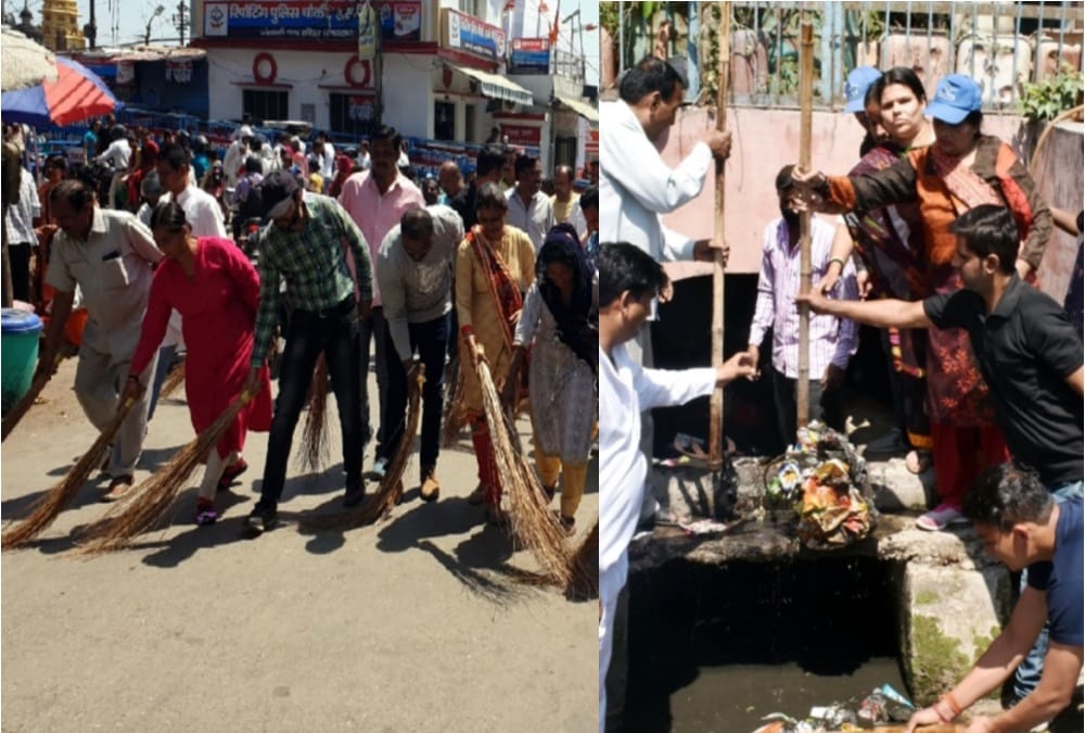 Congress workers clicks only photos during cleaning campaign in haridwar mayor clean Drains