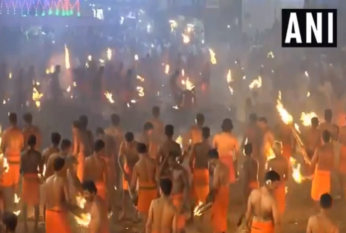 Kateel Karnataka people celebrate Agni Kheli festival from Sri Durgaparameshwari temple