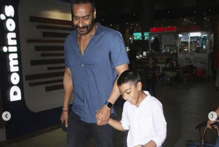 ajay devgn with son yug devgn spot at airtport