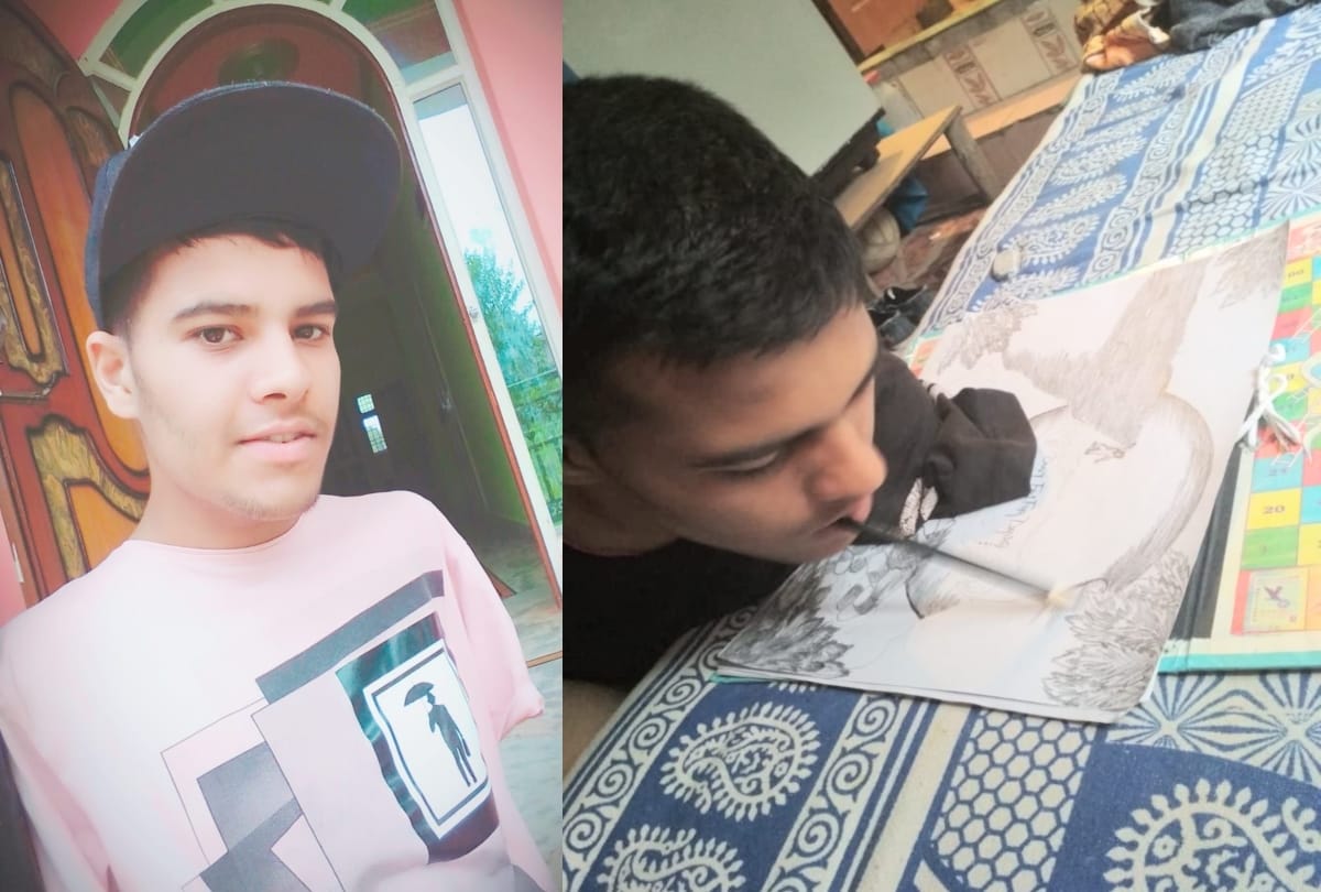 hpbose result 2019: student gave board exam by Holding pen with the mouth