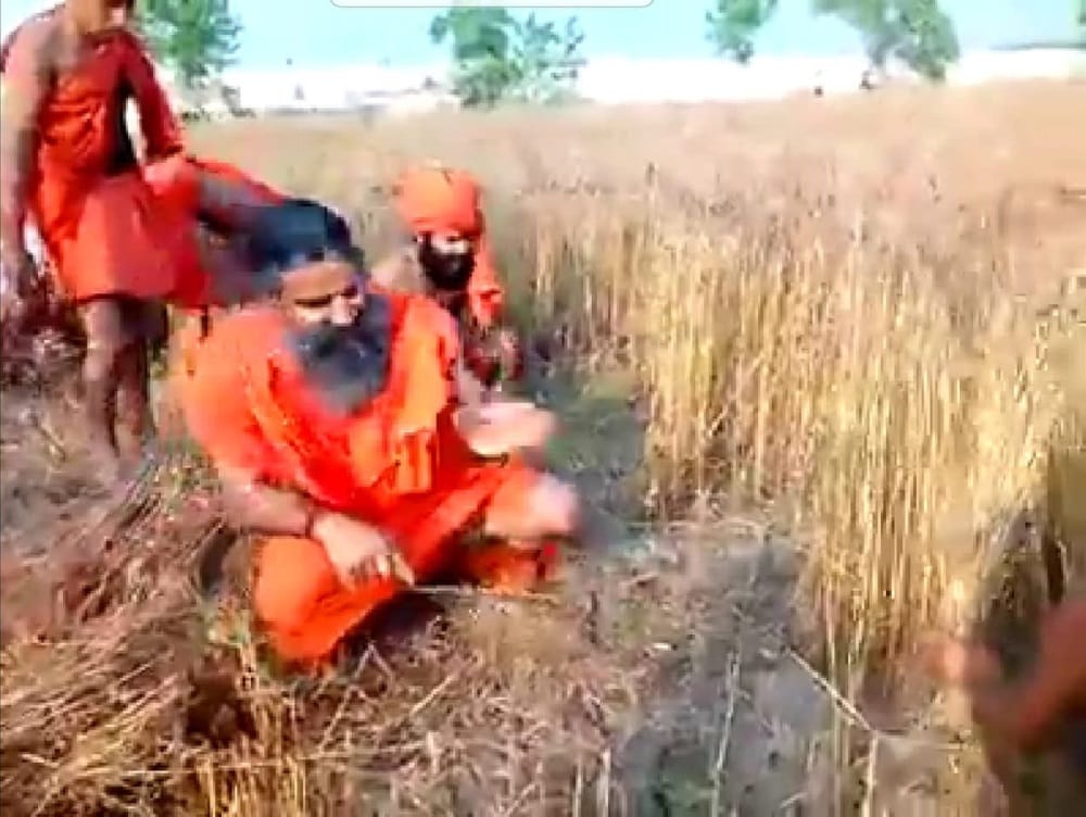 Baba Ramdev cut wheat crop very fast in haridwar