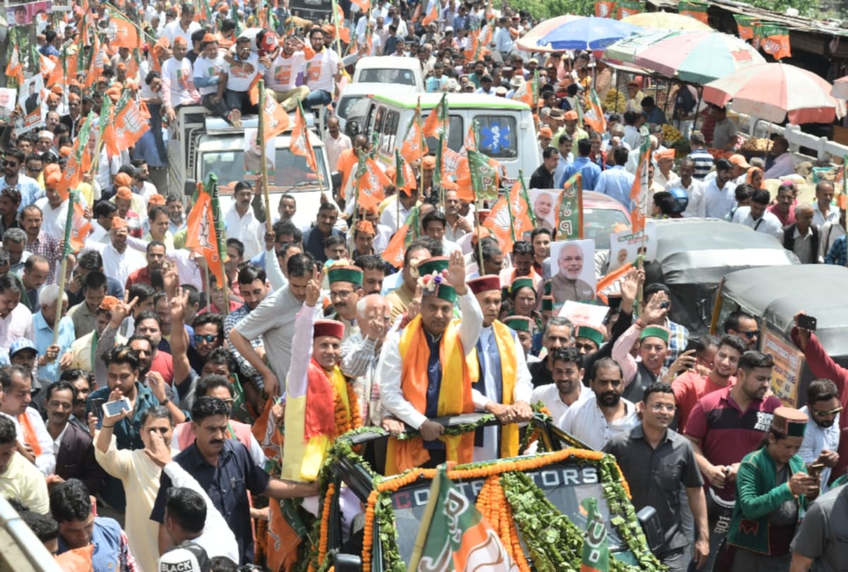 lok sabha election 2019: jairam thakur shanta kumar and prem kumar dhumal in bjp mandi rally