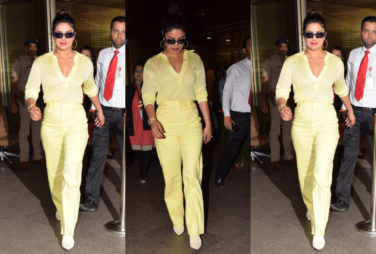 priyanka chopra jonas reach mumbai to attend brother wedding mangalsutra look viral