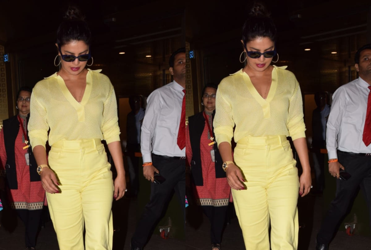 priyanka chopra jonas reach mumbai to attend brother wedding mangalsutra look viral