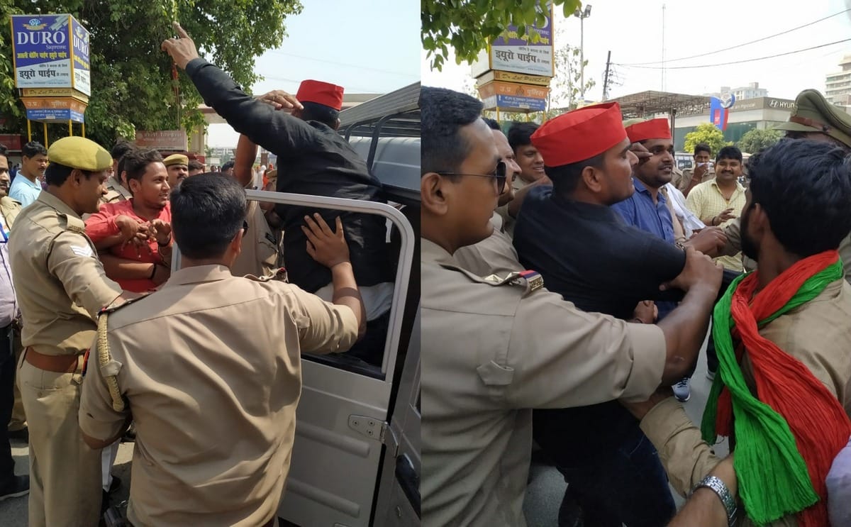 Lok sabha election 2019 SP supporter caught by varanasi police during pm road show