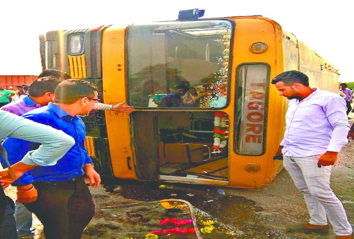 School bus overturned after collision with tractor-trolley in Manesar