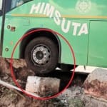 HRTC Volvo bus hits parapet Bharwain mubarakpur road una Himachal Pradesh
