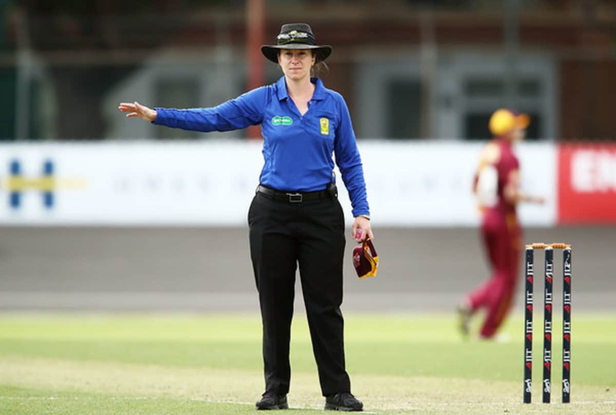 claire polosak becomes first female umpire in cricket for men