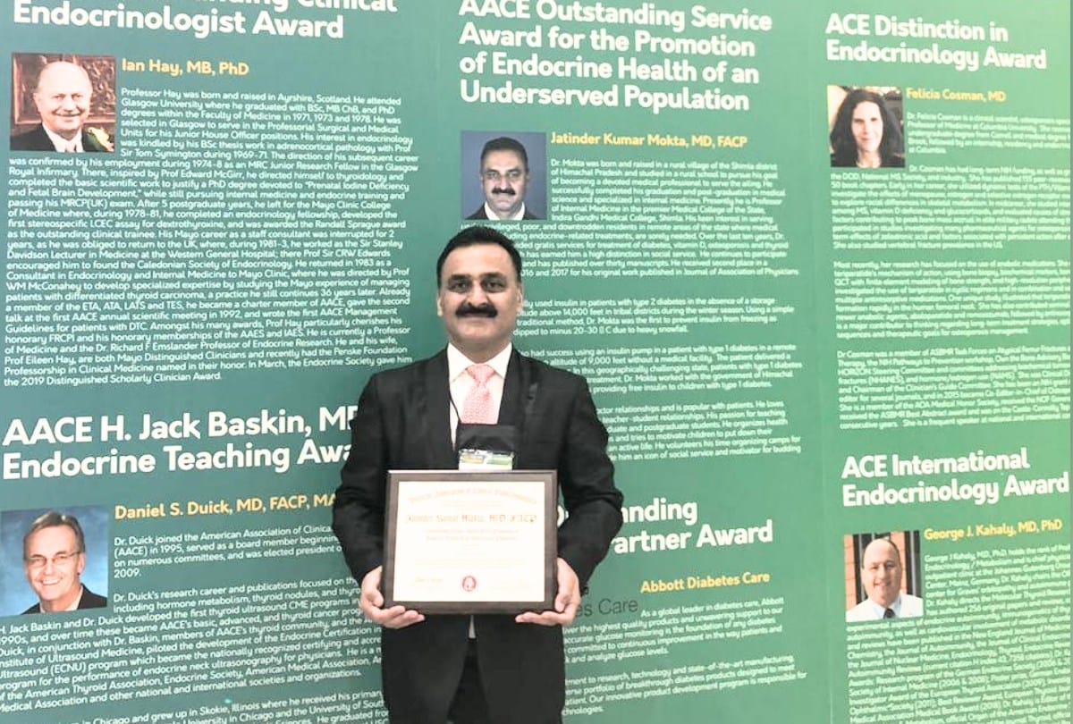 American College of Clinical Endocrinology Service Award to Dr. Jitender Mokta